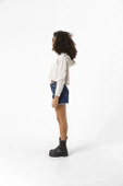 Jennie ExtraL Beyaz Kırçıllı Kadın Crop Kapşonlu - 4