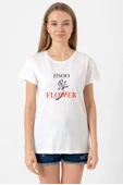 Jisoo Flower Beyaz Kadın Bisikletyaka Tshirt thumbnail 1