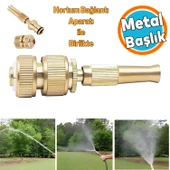 Ayarlanabilir Metal Sulama Başlığı Sarı Renk Hortum Bağlantı Aparatlı Sök Tak Bahçe Araba Yıkama - 1