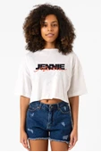 Jennie Mantra Beyaz Kırçıllı Kadın Crop Tshirt thumbnail 1