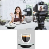 2in1 Aynalı Uzaktan Kumandalı 360°Dönen Siyah Sunum Standı 10 KG - 4