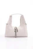 ÇÇS Beyaz Örme Kadın El ve Omuz Çantası 17331 - 1