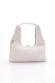 ÇÇS Beyaz Örme Kadın El ve Omuz Çantası 17331 - 3