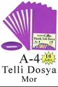 Telli Dosya Plastik A4 10 lu 1 Paket Poşet Dosyalara Uyumlu Ekonomik Kaliteli Şeffaf Kapak Telli Dosya Okul Büro Ofis - 9