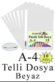 Telli Dosya Plastik A4 10 lu 1 Paket Poşet Dosyalara Uyumlu Ekonomik Kaliteli Şeffaf Kapak Telli Dosya Okul Büro Ofis - 3