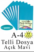 Telli Dosya Plastik A4 10 lu 1 Paket Poşet Dosyalara Uyumlu Ekonomik Kaliteli Şeffaf Kapak Telli Dosya Okul Büro Ofis - 1