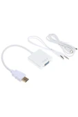 Hdmi To Vga Power Güç Ses Destekli Çevirici Dönüşütürücü Adaptör Beyaz - 1