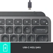 Logitech MX Keys Mini Minimalist Kablosuz Bluetooth Aydınlatmalı Türkçe Q Klavye - Siyah - 9