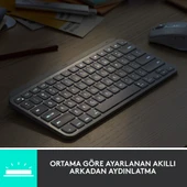 Logitech MX Keys Mini Minimalist Kablosuz Bluetooth Aydınlatmalı Türkçe Q Klavye - Siyah - 4