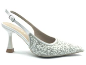 Feles Gelinlik Ayakkabısı Taş Detaylı Arkası Açık Stiletto Kadın Topuklu Ayakkabı thumbnail 14