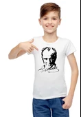 Sıfır Yaka T-Shirt - %100 Pamuk Çocuk Atatürk Baskılı - 3
