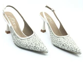 Feles Gelinlik Ayakkabısı Taş Detaylı Arkası Açık Stiletto Kadın Topuklu Ayakkabı thumbnail 4