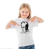 Sıfır Yaka T-Shirt - %100 Pamuk Çocuk Atatürk Baskılı - 2