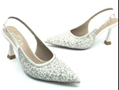 Feles Gelinlik Ayakkabısı Taş Detaylı Arkası Açık Stiletto Kadın Topuklu Ayakkabı thumbnail 3