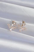 Pirinç Gold Renk Zirkon Taşlı V Model Küpe - TJ-BKP9291 - 2