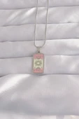 316L Çelik Gümüş Renk Pembe Mineli Ay Figür Tarot Kolye - TJ-BKO9045 - 1