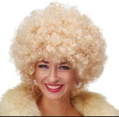 Altın Renk Kıvırcık Afro Bonus Peruk Saç Parti Peruğu Platin Gold - 1