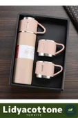 3 Bardaklı Soğuk Sıcak Termos Vakumlu Termos Set Çanta Hediyeli Paslanmaz Çelik 550 Ml - 2