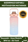 Matara Suluk Çift Renk Ölçü Baskılı Sızdırmaz Akmaz Motivasyon Plastik 2 Lt Su Şişe - 1