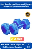 Dambıl Set Özel Plastik Köşeli Spor Egzersiz Vücut Kas Geliştirme Fitness Mavi 5 Kg x 2 Adet - 1