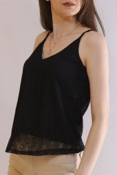 Askılı Dantelli Bluz Siyah - 6459.224. - 3