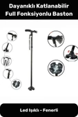 Led Işıklı Fenerli Yürüyüş Bastonu Kolay Açılıp Kapanan Dayanıklı Katlanabilir Full Fonksiyonlu - 1