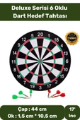 Premium Seri büyük Boy Dart Seti Kaliteli 17' Iç Dış 44 Cm 6 Ok Dart Ahşap Hedef Tahtası - 1