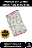 Masa Tenisi Pinpon Topu Çantalı Kaliteli Etkinlik 60 Adet Beyaz Canlı Ping Pong Sekme - 1