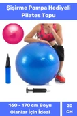 Mini Gymball 20cm Mavi Pilates Denge Egzersiz Topu Profesyonel Seri Şişirme Pompa - 1
