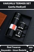 3 Bardaklı Soğuk Sıcak Termos Vakumlu Termos Set Çanta Hediyeli Paslanmaz Çelik 550 Ml - 1