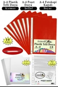 Telli Dosya Plastik A4 10 lu Poşet Dosya 50 li A4 Fotokopi Kağıdı 100 Adet 1 Paket Ekonomik Kaliteli Şeffaf Kapak Dosya - 5