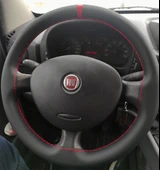 DİKİŞLİ DİREKSİYON KILIFI SİYAH DERİ KIRMIZI YÜZÜK KIRMIZI DİKİŞLİ FIAT DOBLO İÇİN - 1