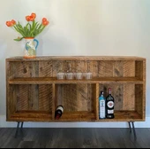 KUZELA  Masif Ahşap Metal Ayaklı Şaraplık Raf Düzenleyici - 1