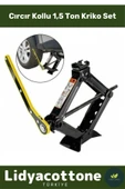 Dayanıklı Anahtarlı Kriko Set Premium Araba Kaldırma Akordiyon Tip Makas Cırcır Kollu 1.5 Ton Bijon - 1