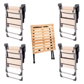 4 Adet Katlanabilir Kamp Sandalyesi ve Masa Seti - Rock - Kapadokya (A-18) thumbnail 2