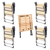 4 Adet Katlanabilir Kamp Sandalyesi ve Masa Seti - Rock - Buğday (A-24) thumbnail 3