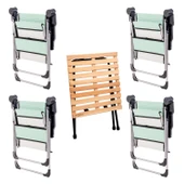 4 Adet Katlanabilir Kamp Sandalyesi ve Masa Seti - Rock - Su Yeşili (A-03) thumbnail 2