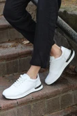 Alfeo Beyaz Cilt Garantili Bağcıklı Hakiki Deri Ortopedik Taban Erkek Günlük Sneaker Spor Ayakkabı - 4
