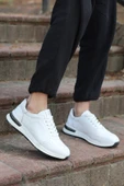 Alfeo Beyaz Cilt Garantili Bağcıklı Hakiki Deri Ortopedik Taban Erkek Günlük Sneaker Spor Ayakkabı - 1