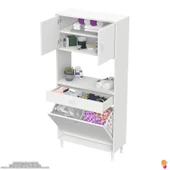 Modilayn ARDA 70x173x32,5 cm 1 Çekmece 2 Göz Sepetli ve 3 Raf Akıllı Dolap ile Dağınıklığa Son thumbnail 5