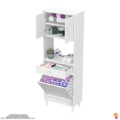 Modilayn ARDA 65x173x32,5 cm 1 Çekmece 1 Göz Sepetli ve 3 Raf Akıllı Dolap ile Dağınıklığa Son thumbnail 5