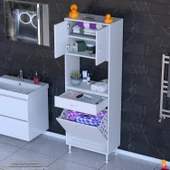 Modilayn ARDA 65x173x32,5 cm 1 Çekmece 1 Göz Sepetli ve 3 Raf Akıllı Dolap ile Dağınıklığa Son thumbnail 1