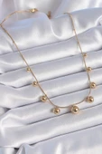 316L Çelik Gold Renk Top Model Kadın Kolye - TJ-BKO9344 thumbnail 2