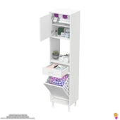 Modilayn ARDA 45x173x32,5 cm 1 Çekmece 1 Göz Sepetli ve 3 Raf Akıllı Dolap ile Dağınıklığa Son - 5