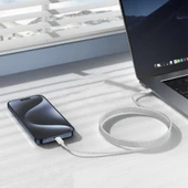 FitPlus IP16K Type-C to Type-C 1mt 60W Örgü Tasarım Hızlı Şarj Kablosu - 4