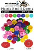Renkli Düğme Plastik 1.2cm 150 li 1 Paket 12 mm Plastik Renkli Düğme Dikiş Parlak Yuvarlak 4 Delikli Düğme Etkinlik Okul thumbnail 1