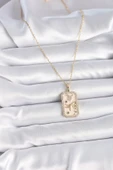 316L Çelik Gold Renk Zincir Boğa Burcu Zirkon Taşlı Kadın Kolye - TJ-BKO9466 thumbnail 2
