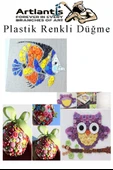 Renkli Düğme Plastik 2.5 cm 50 li 1 Paket 25 mm Plastik Renkli Düğme Dikiş Parlak Yuvarlak 4 Delikli Düğme Etkinlik Okul - 6