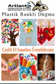 Renkli Düğme Plastik 2.5 cm 25 li 1 Paket 25 mm Plastik Renkli Düğme Dikiş Parlak Yuvarlak 4 Delikli Düğme Etkinlik Okul - 3
