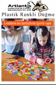 Renkli Düğme Plastik 1.8cm 150 li 1 Paket 18 mm Plastik Renkli Düğme Dikiş Parlak Yuvarlak 4 Delikli Düğme Etkinlik Okul - 3
